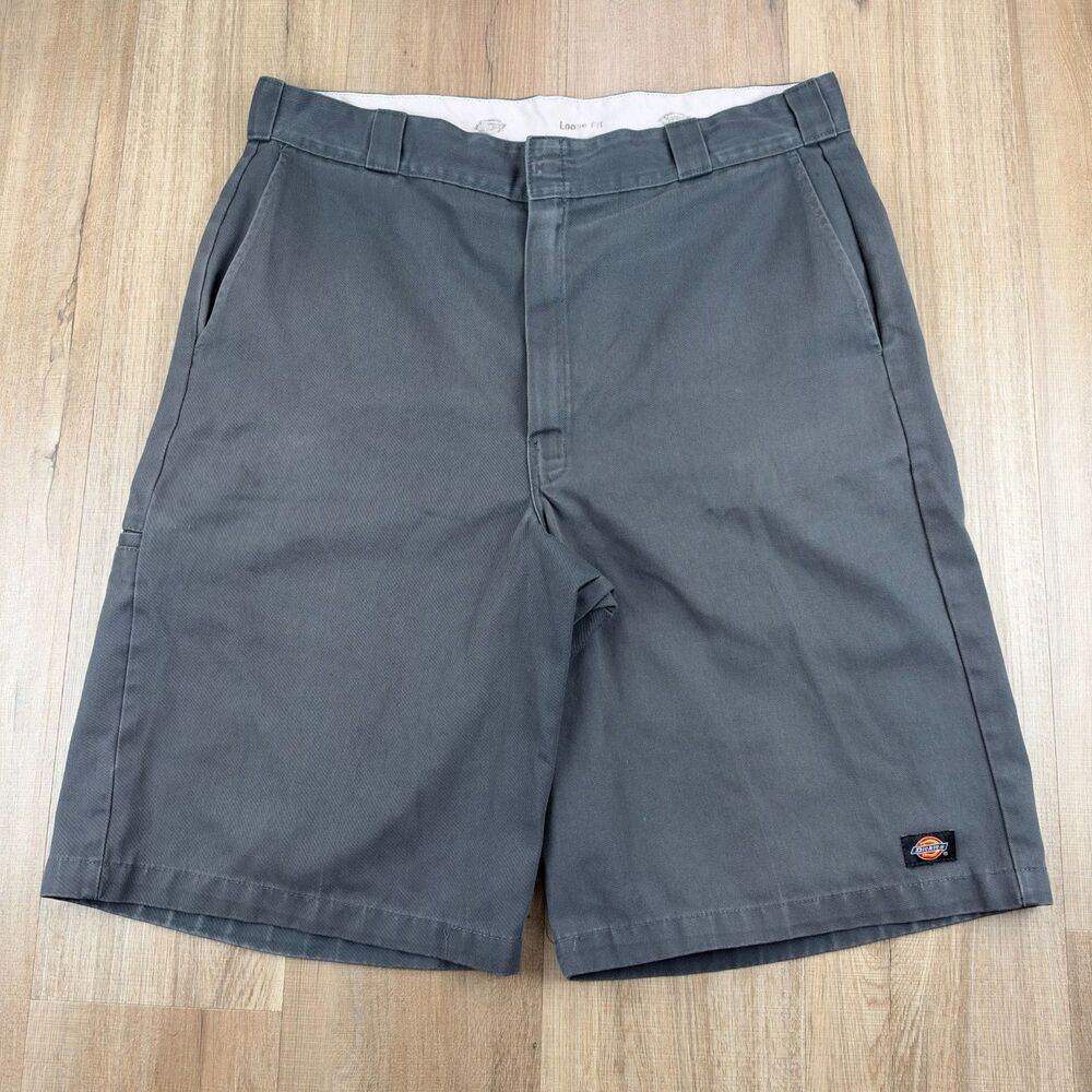 Dickies Men's 38 Gray Flat Front Multi Pocket Loose Fit Work Contractor Shorts